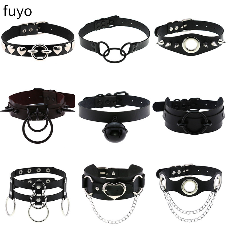 Goth Punk Spike Choker - فاسق أجراس الأسود سبايك المختنق قلادة