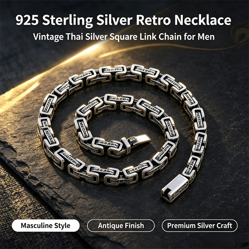 925 Sterling Silver Chain Necklace Men - أويادي قلادة فضة تايلاندية عتيقة من