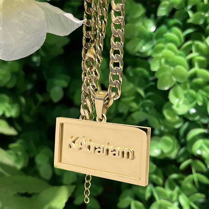 Custom Name Necklace Stainless Steel - اسم مخصص الهيب هوب قلادة للرجال