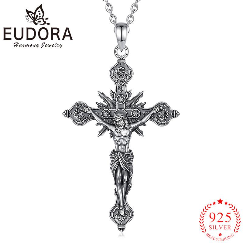 925 Sterling Silver Chain Necklace Men - يودورا جديد الصليب قلادة 925 فضة