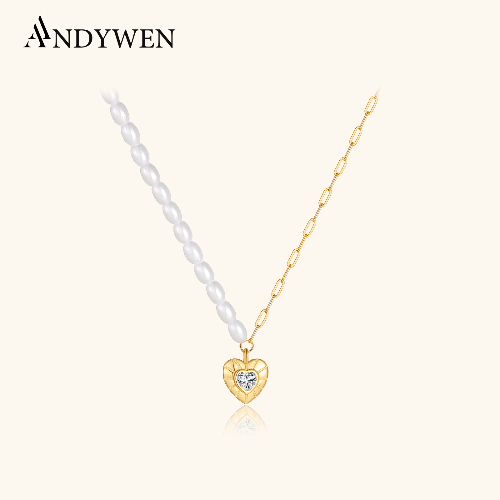 Pearl Choker Necklace Vintage - ANDYWEN 925 فضة غير المتماثلة اللؤلؤ