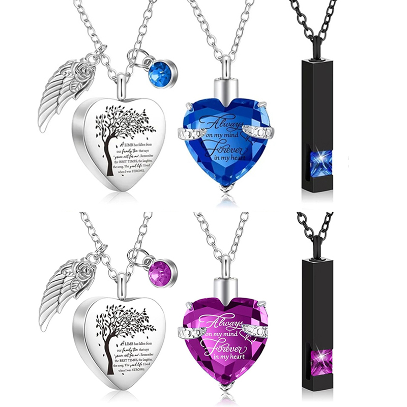 Heart Locket Necklace Photo - 3 أنماط جرة قلادة للرماد الحرق