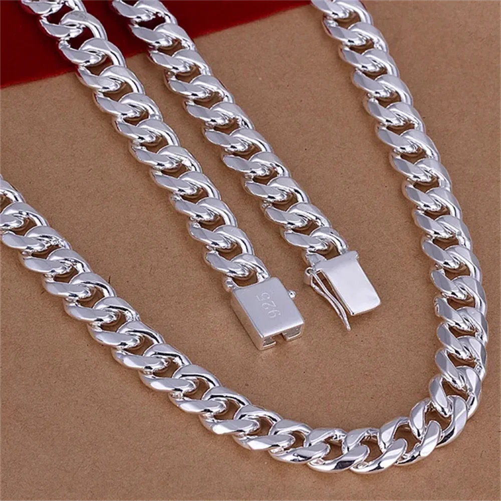 925 Sterling Silver Chain Necklace Men - قلادة هندسية من الفضة الإسترلينية للرجال