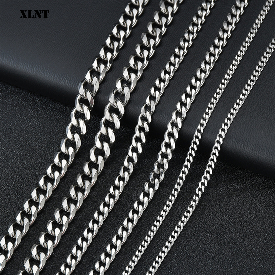 Cuban Link Chain 12Mm - 3/5/7/9/11 مللي متر الرجال قلادة فضية