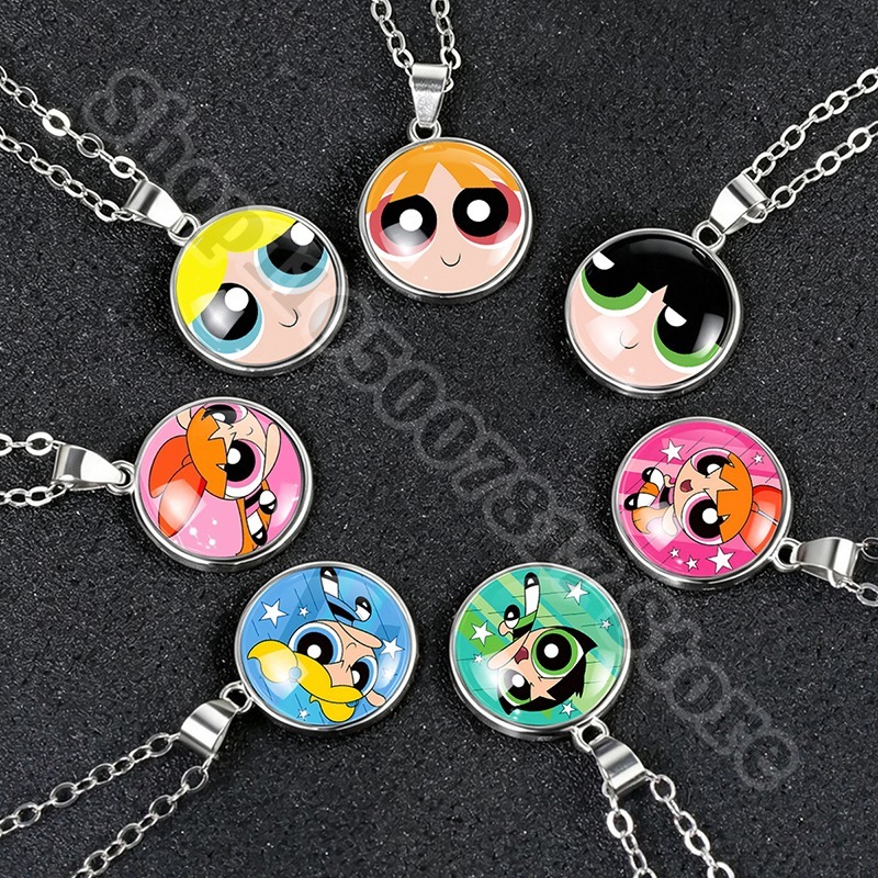 Anime Pendant Necklace - قلادة كاوايي لفتيات باوربافز اللطيفة، قلادات