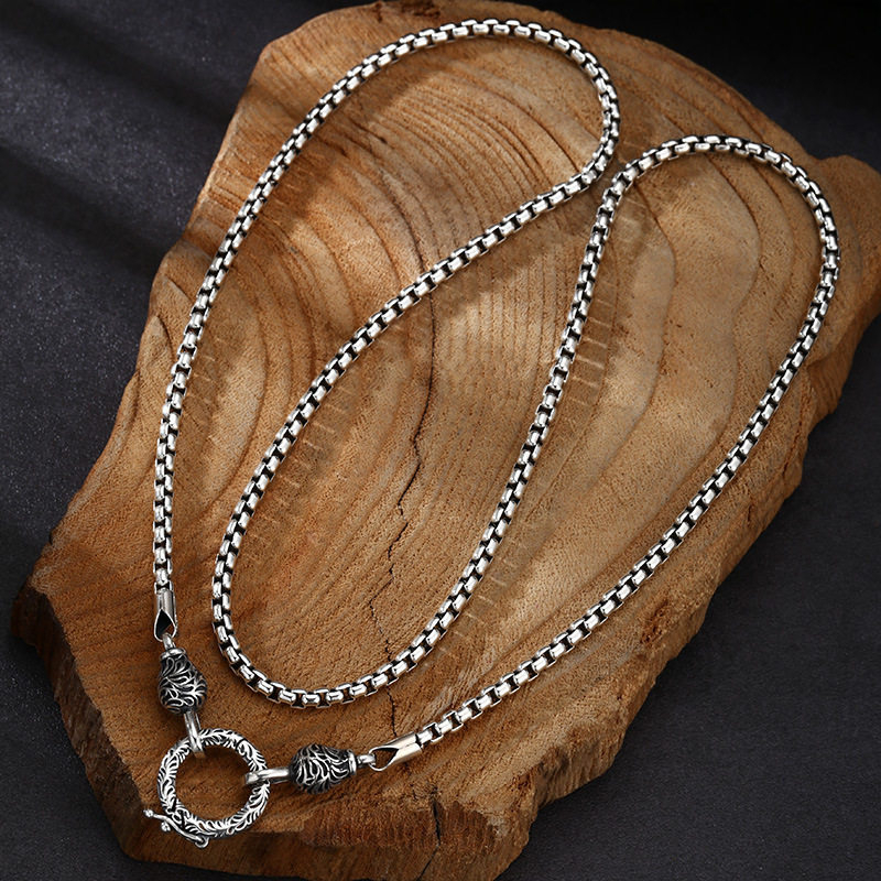 925 Sterling Silver Chain Necklace Men - قلادة OUYADI من الفضة الإسترلينية 925