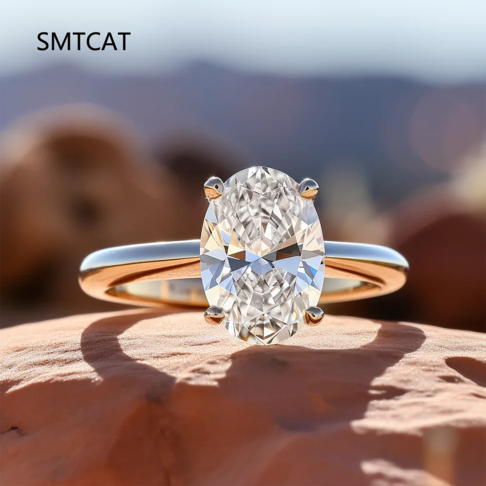 Moissanite Engagement Ring 1 Carat - 1/2/3 قيراط البيضاوي قطع مويسانيتي خواتم