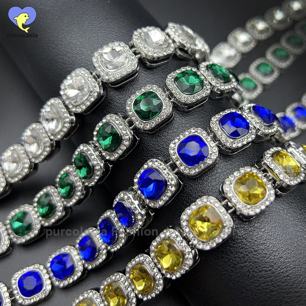 Cuban Link Chain 12Mm - الرائعة متعدد الألوان مثلج خارج سوار