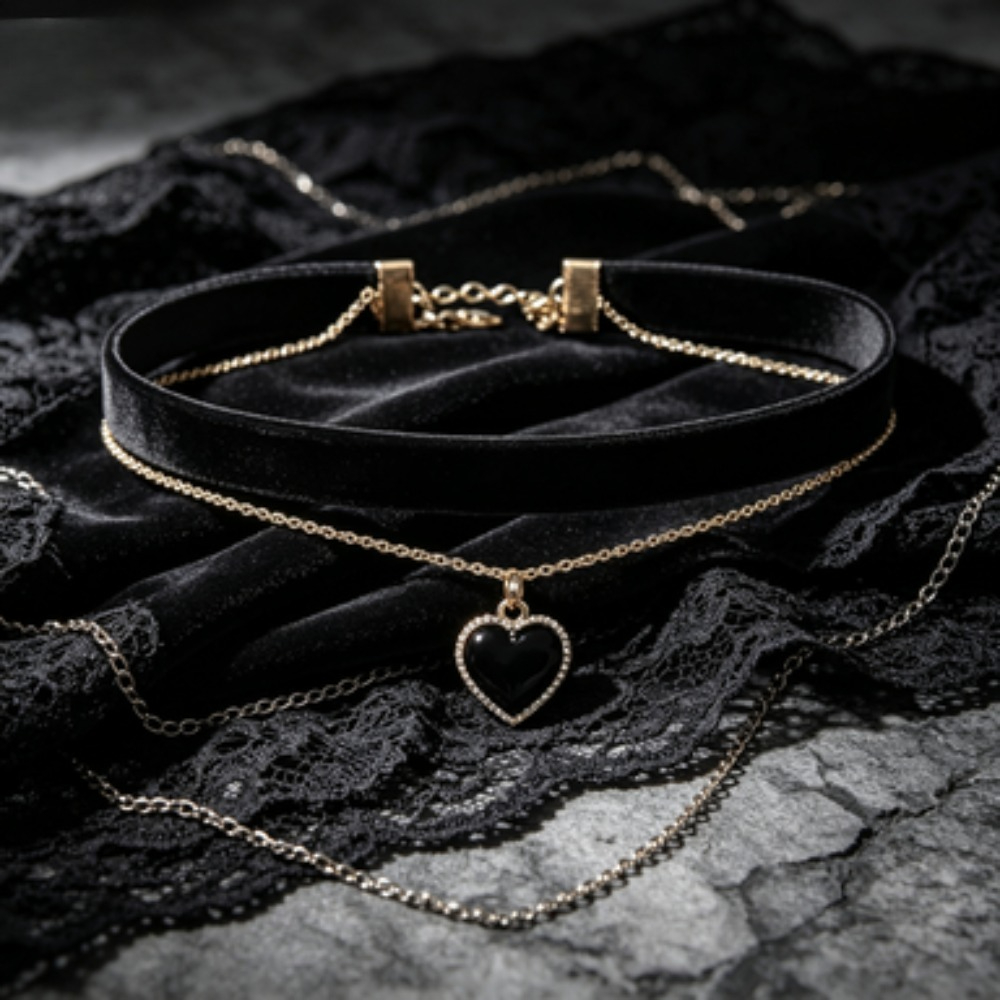 Layered Pendant Necklace Aesthetic - قلادة متعددة الطبقات على شكل قلب