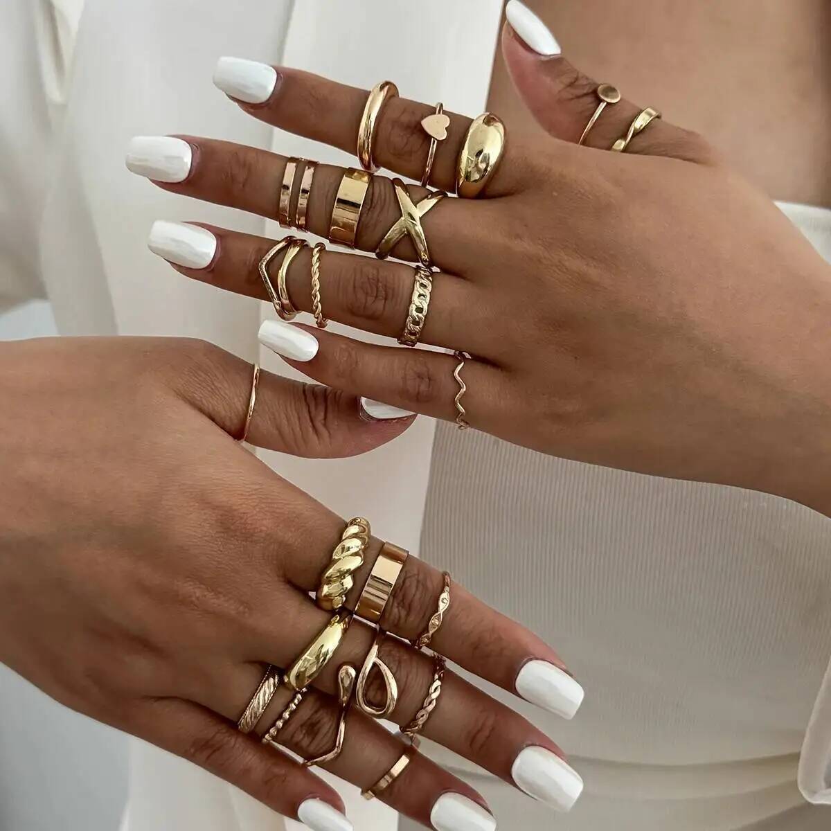Vintage Punk Knuckle Rings Set - KunJoe 24 قطعة/المجموعة العصرية غير النظامية