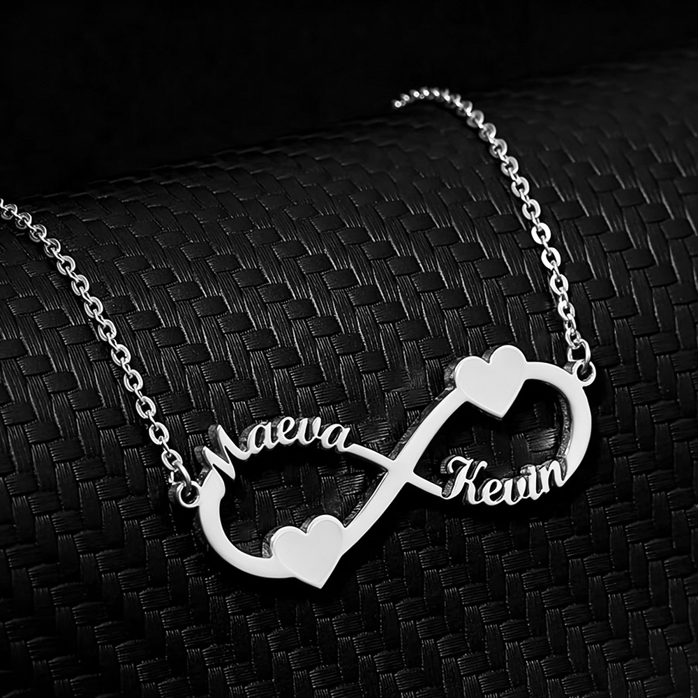 Custom Name Necklace Stainless Steel - قلادة مخصصة بالاسم مع قلادة على