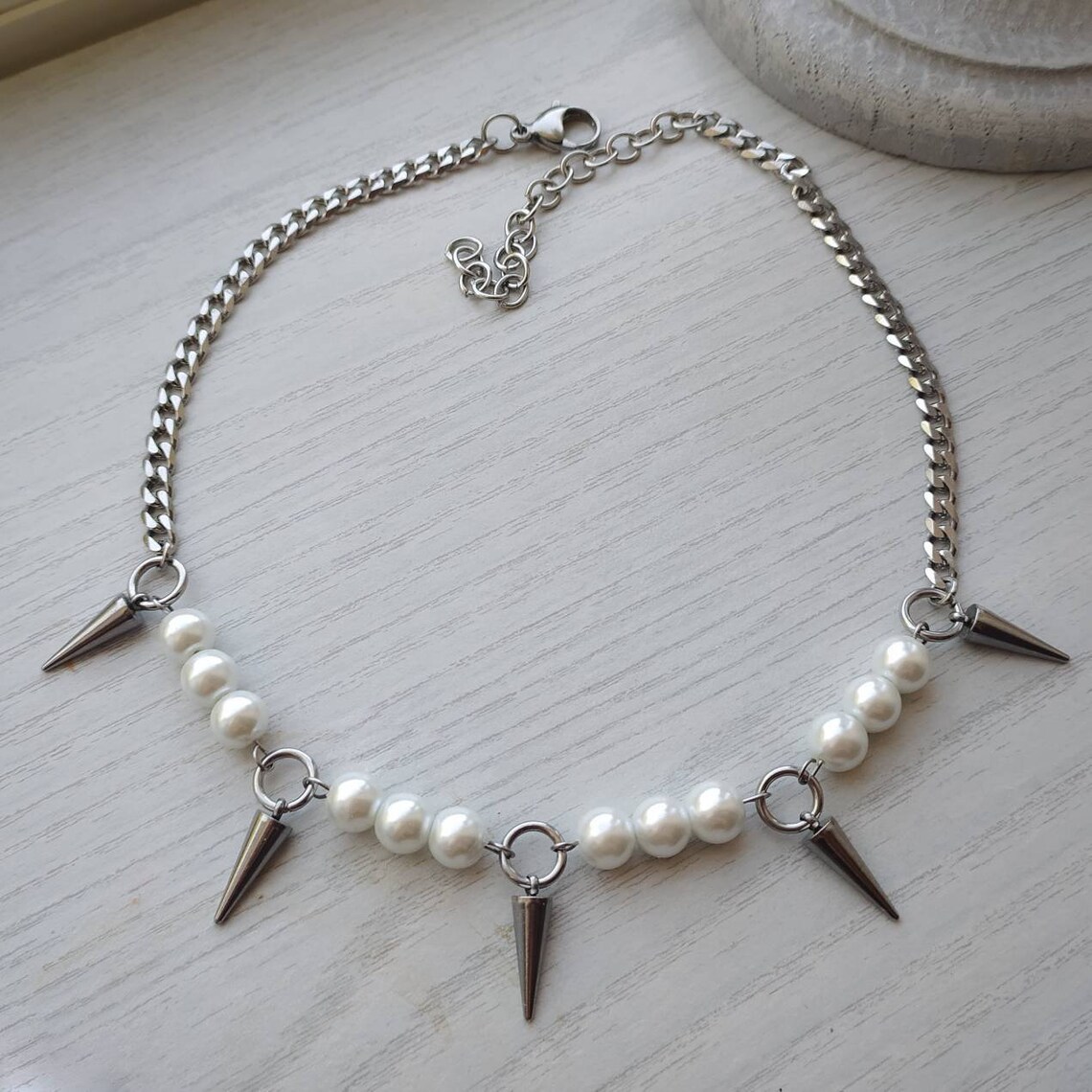 Goth Punk Spike Choker - قلادة عنق من إيجيرل-بيرل سبايك للنساء