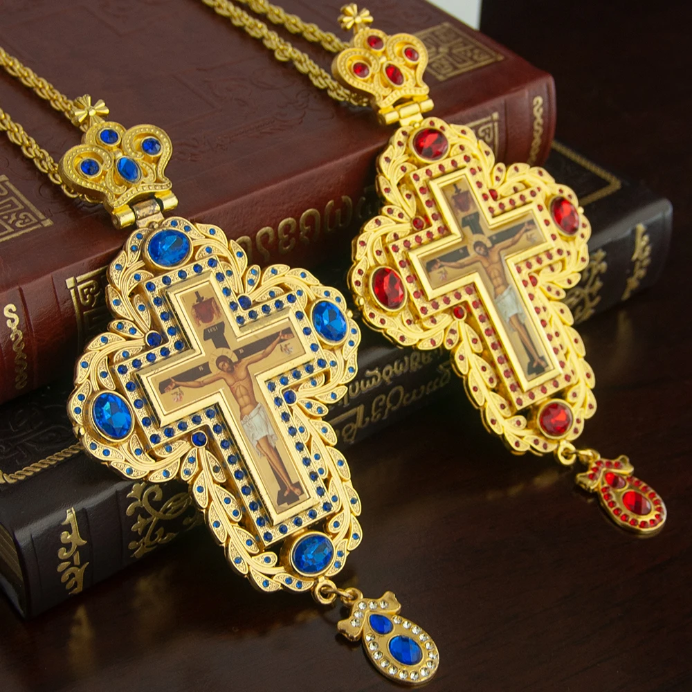 Cross Pendant Necklace Gold - HTISOK الأرثوذكسية الأسقف الصدرية الصليب قلادة