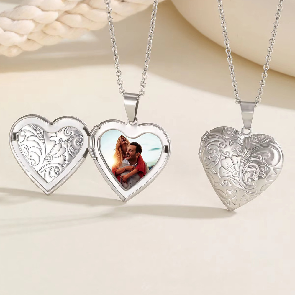 Heart Locket Necklace Photo - Vnox داينتي القلب صور قلادة القلائد