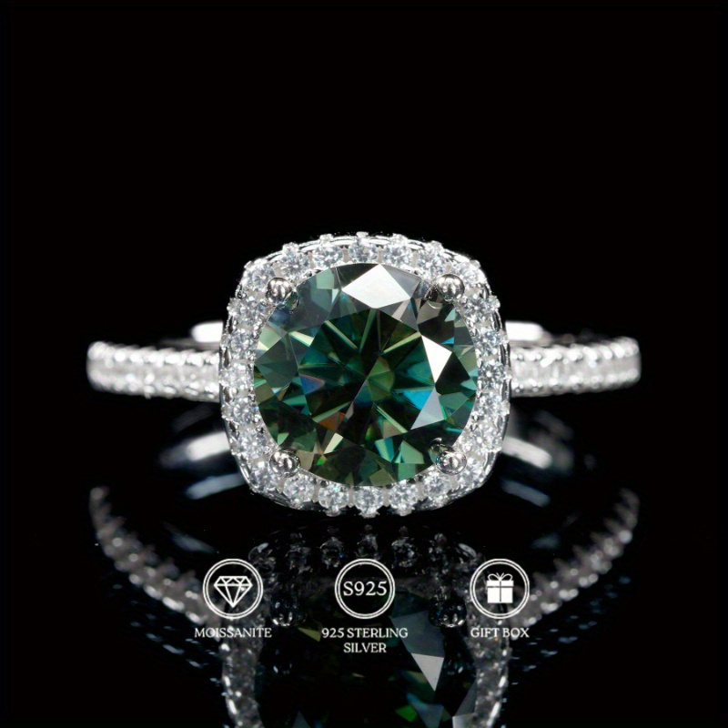 Moissanite Engagement Ring 1 Carat - خاتم زفاف من الموسانيت الأخضر بقطع