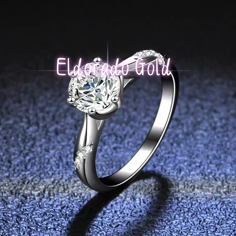 Moissanite Engagement Ring 1 Carat - خاتم إلدورادو الذهبي الأصلي 100% من