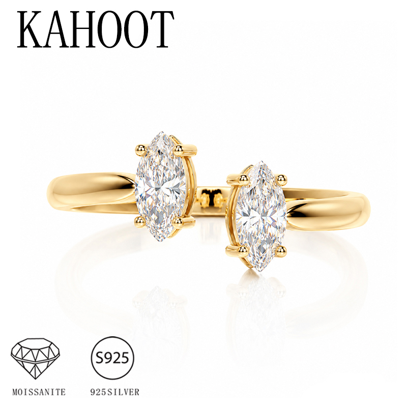 Moissanite Engagement Ring 1 Carat - خاتم من الفضة الإسترلينية عيار 925
