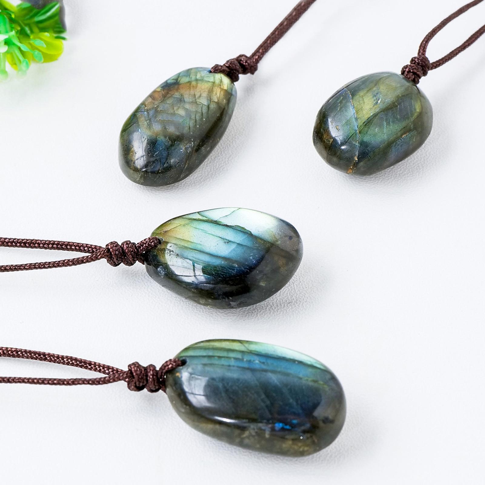 Crystal Pendant Necklace Natural Stone - اللابرادوريت الطبيعي قلادة القلائد الرجال النساء