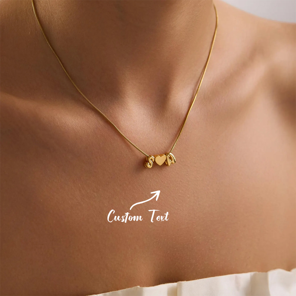 Custom Name Necklace Stainless Steel - قلادة مخصصة بحرفين أبجديين على شكل
