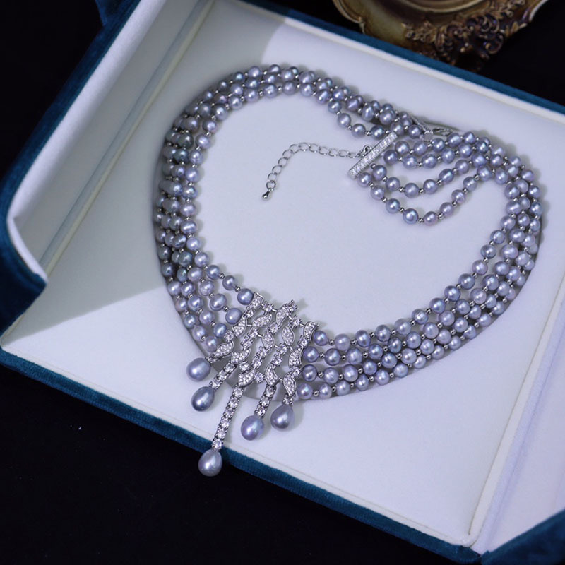 Pearl Choker Necklace Vintage - قلادة لؤلؤ المياه العذبة، قلادة بتصميم