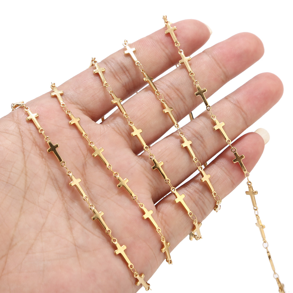 Cross Pendant Necklace Gold - 10 متر الذهب عبر سلسلة الفولاذ