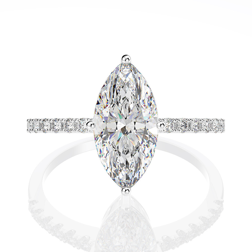 Moissanite Engagement Ring 1 Carat - فاخر حقيقي 1 قيراط D اللون