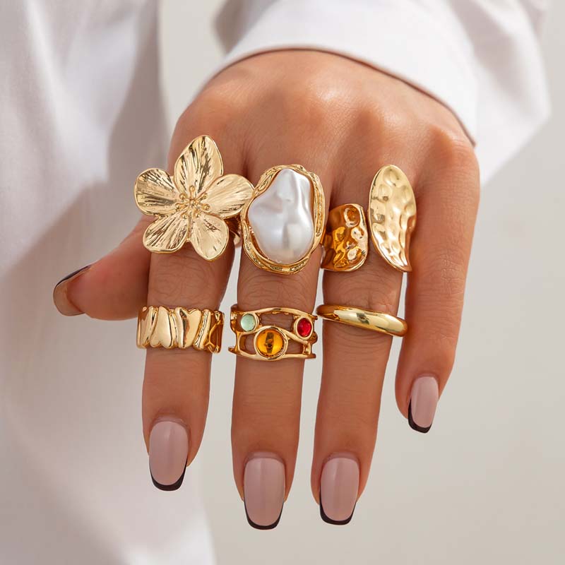 Vintage Punk Knuckle Rings Set - طقم من 6 خواتم معدنية بتصميم