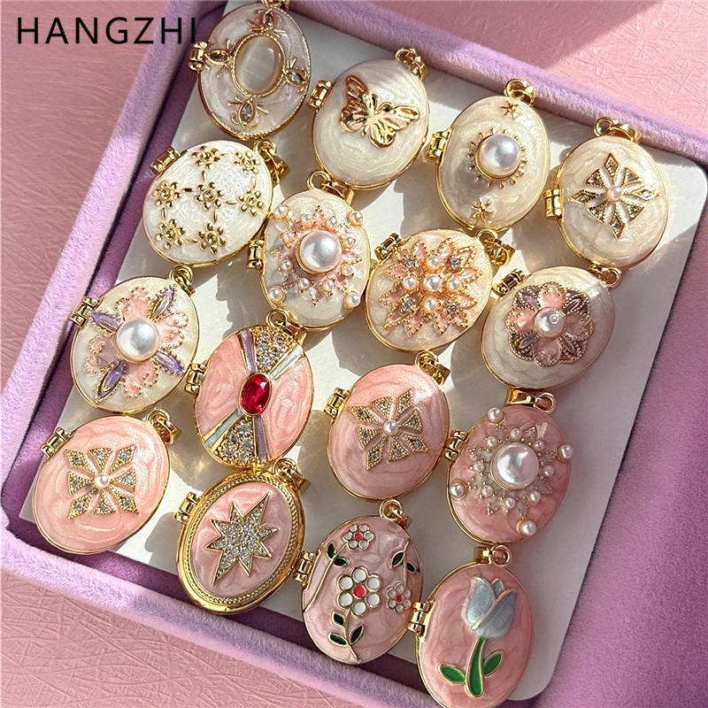 Heart Locket Necklace Photo - HangZhi المينا رومانسية الوردي الأبيض اللؤلؤ
