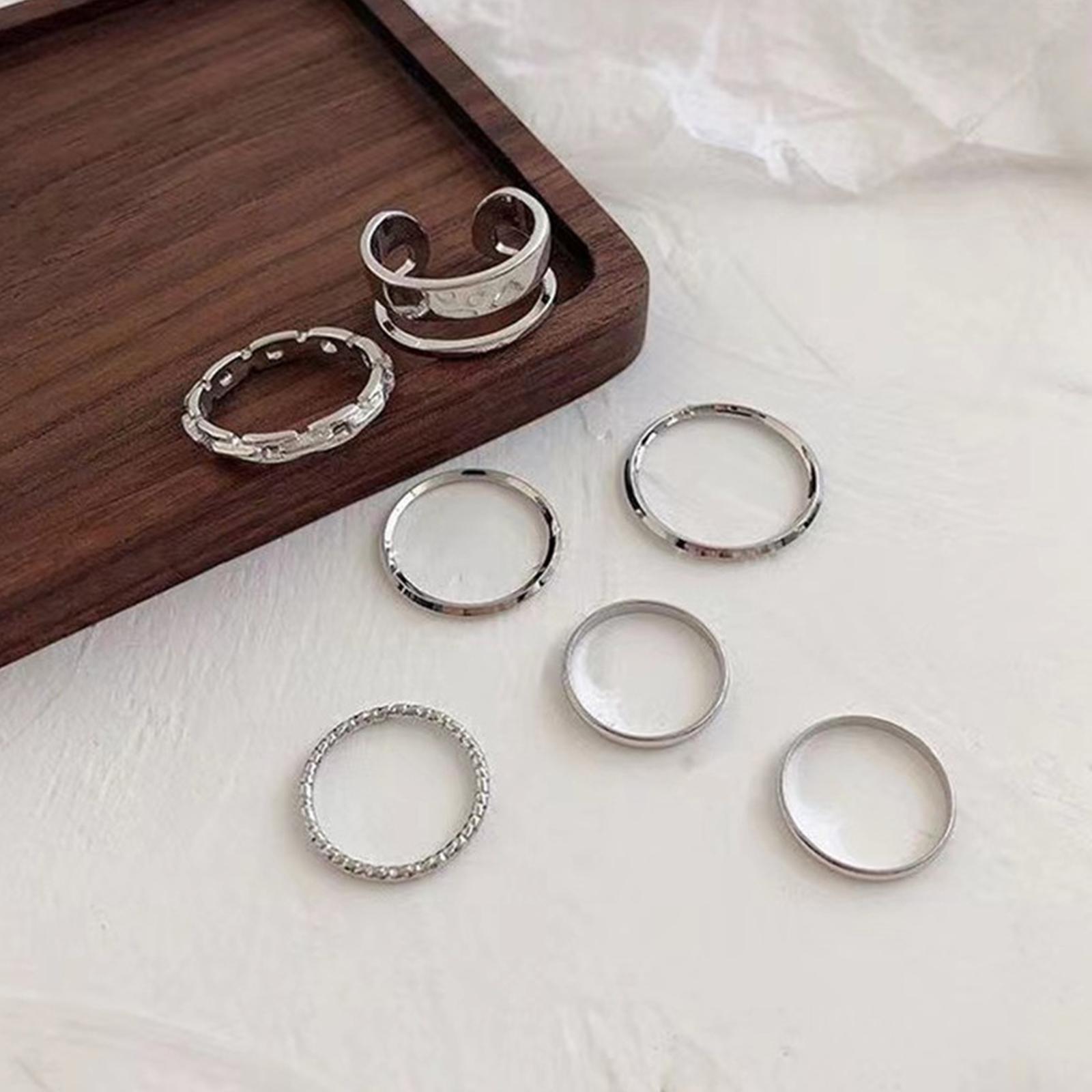 Vintage Punk Knuckle Rings Set - مجموعة خواتم هيب هوب للسيدات، خواتم