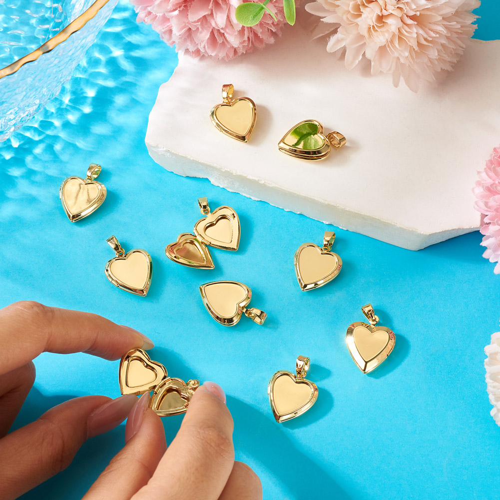 10 قطع من قلادات الصور على شكل - مراجعة Heart Locket Necklace Photo وسعره