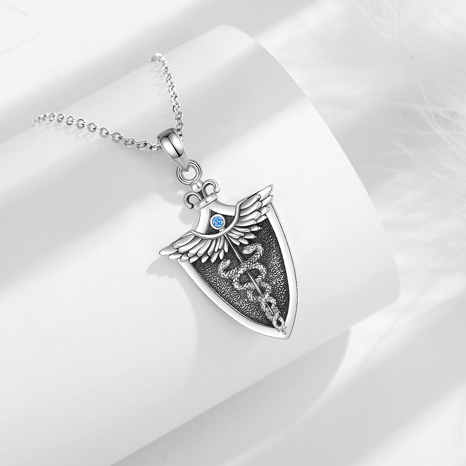 قلادة بدلاية على شكل جناح ثعبا - مراجعة 925 Sterling Silver Chain Necklace Men وسعره