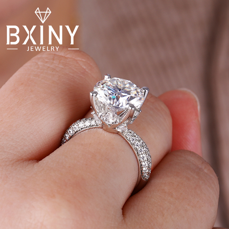 BXINY D اللون 5CT مويسانيتي خو - مراجعة Moissanite Engagement Ring 1 Carat وسعره