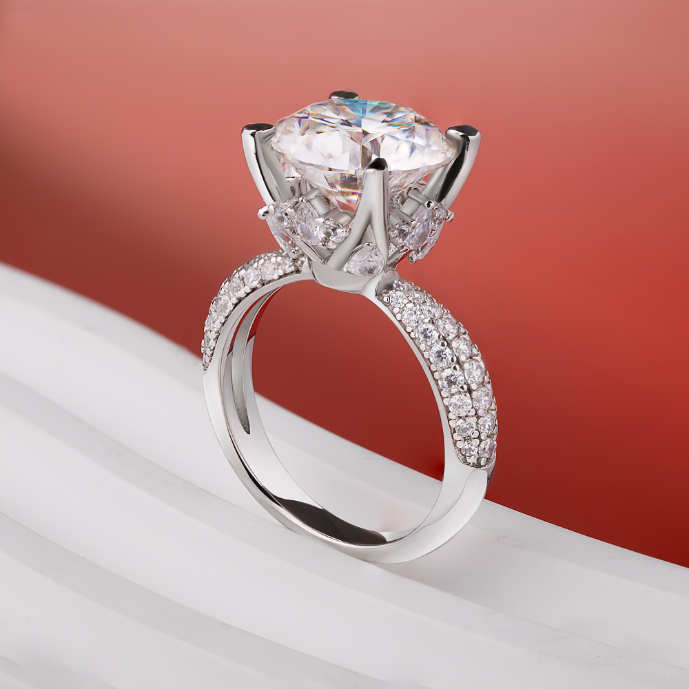 BXINY D اللون 5CT مويسانيتي خو - مراجعة Moissanite Engagement Ring 1 Carat وسعره