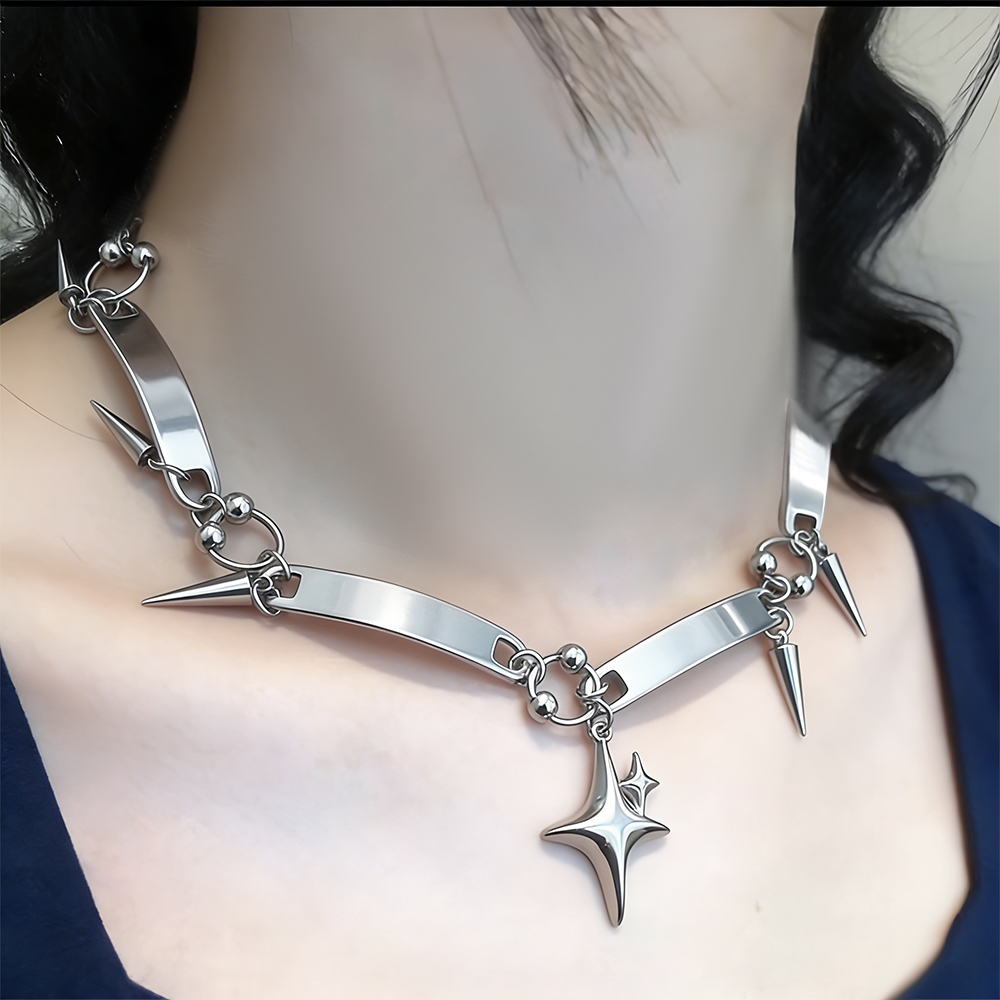 قلادة تشوكر نسائية بتصميم Y2K  - مراجعة Goth Punk Spike Choker وسعره