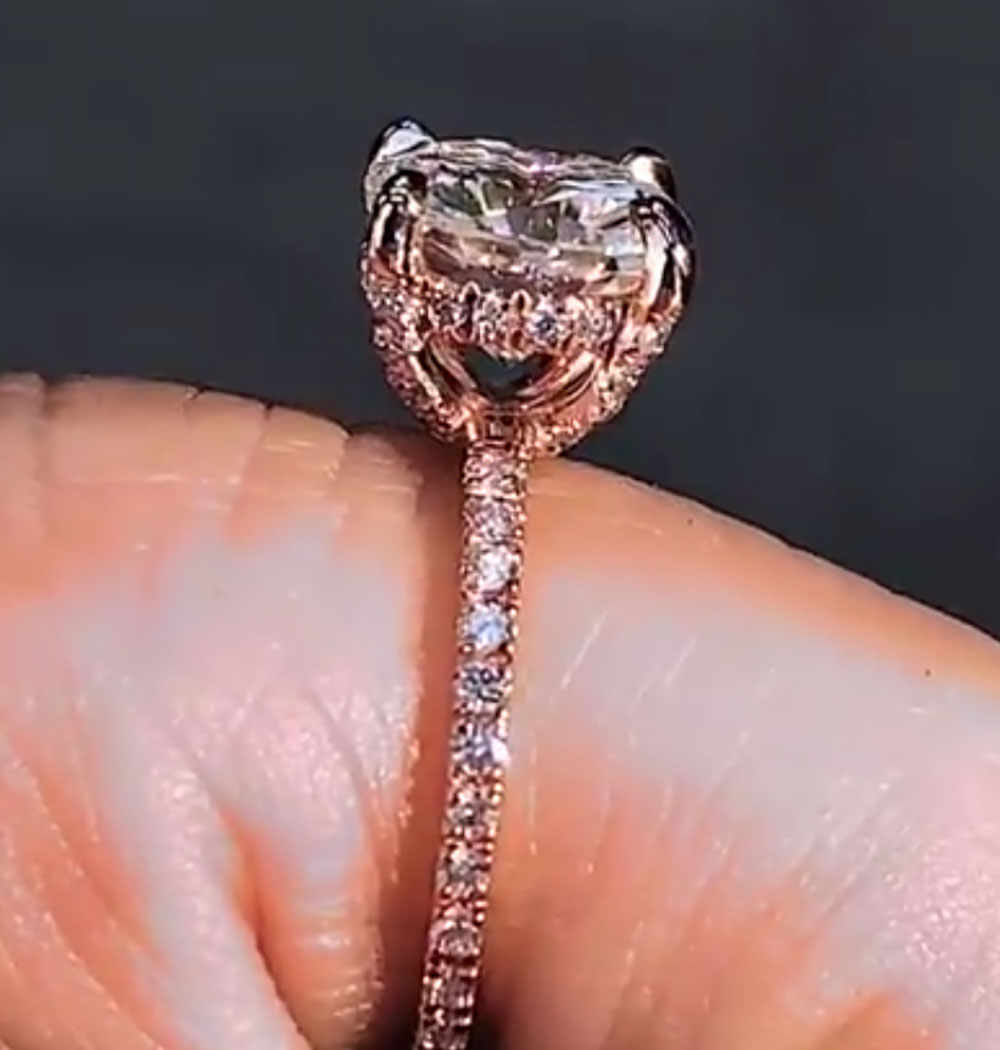 مخصص الصلبة 14K ارتفع الذهب ال - مراجعة Moissanite Engagement Ring 1 Carat وسعره