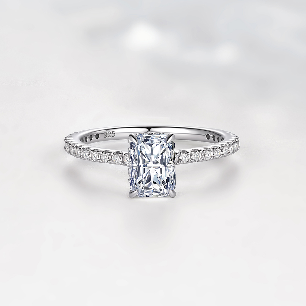خاتم خطوبة وزفاف من الفضة الإس - مراجعة Moissanite Engagement Ring 1 Carat وسعره
