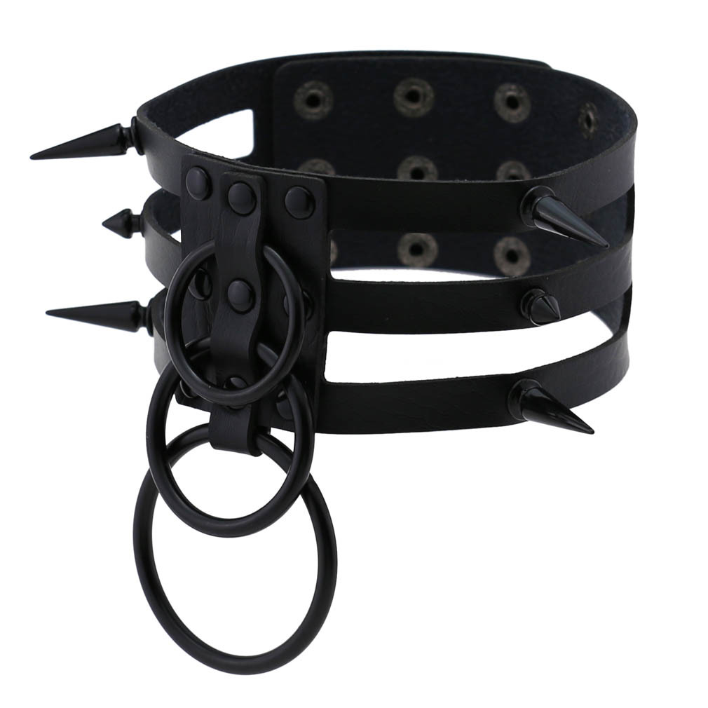 موضة النساء الرجال السود برشام - مراجعة Goth Punk Spike Choker وسعره