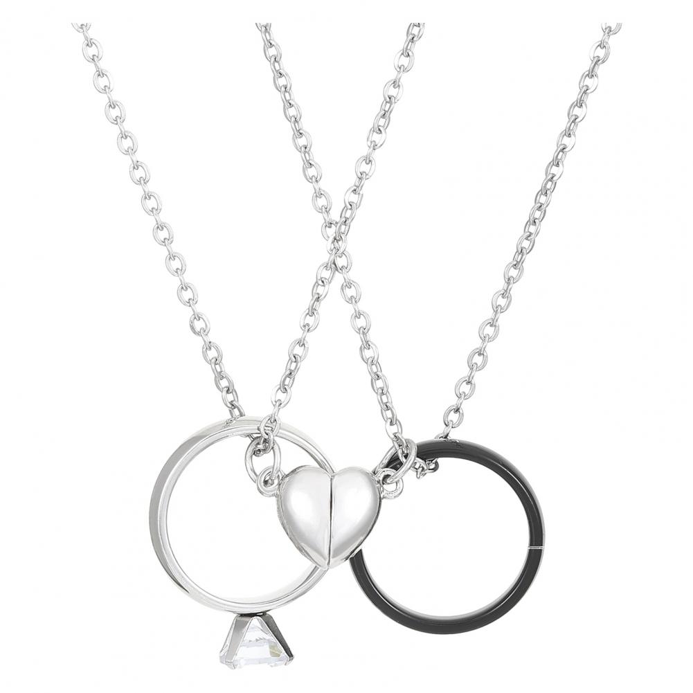 قلادة بحلقة على شكل قلب، طقم ق - مراجعة Magnetic Couple Matching Necklaces وسعره