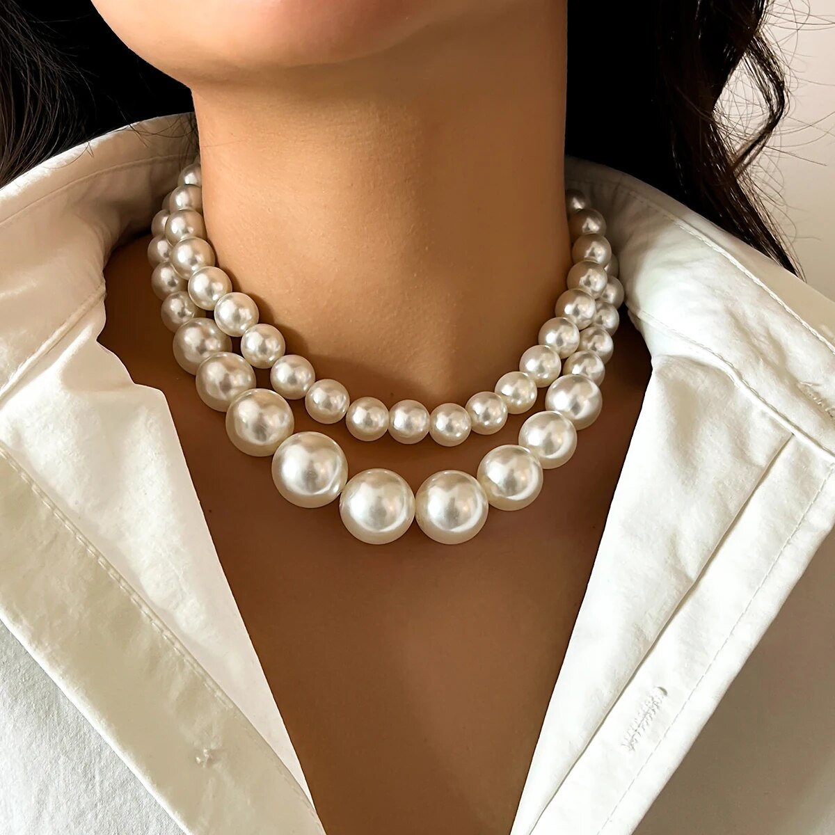 2 قطعة/المجموعة مبالغ فيها كبي - مراجعة Pearl Choker Necklace Vintage وسعره