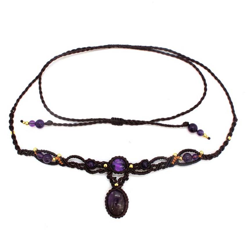 كريستال مضفر حجر مكرامية قلادة - مراجعة Crystal Pendant Necklace Natural Stone وسعره