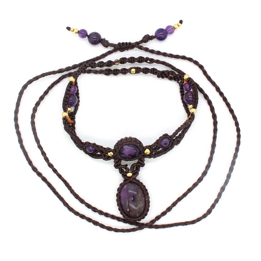 كريستال مضفر حجر مكرامية قلادة - مراجعة Crystal Pendant Necklace Natural Stone وسعره