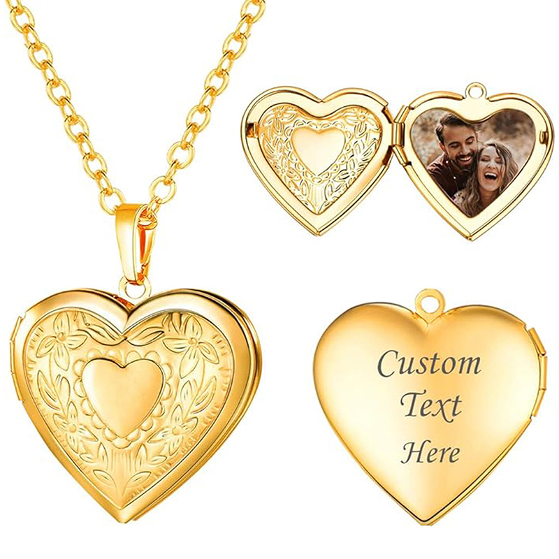 قلادة مخصصة بصورة ونص حسب الطل - مراجعة Heart Locket Necklace Photo وسعره