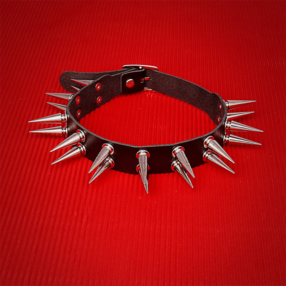 طويل مسنبل المختنق طوق للنساء  - مراجعة Goth Punk Spike Choker وسعره