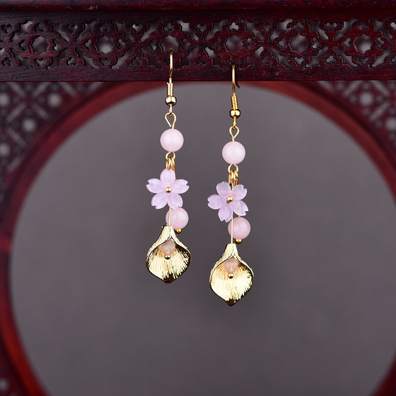 الوردي الطبيعي اليشم زهرة الأق - مراجعة Earrings وسعره