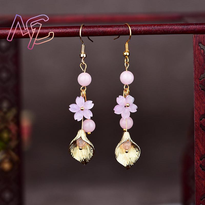 الوردي الطبيعي اليشم زهرة الأق - مراجعة Earrings وسعره