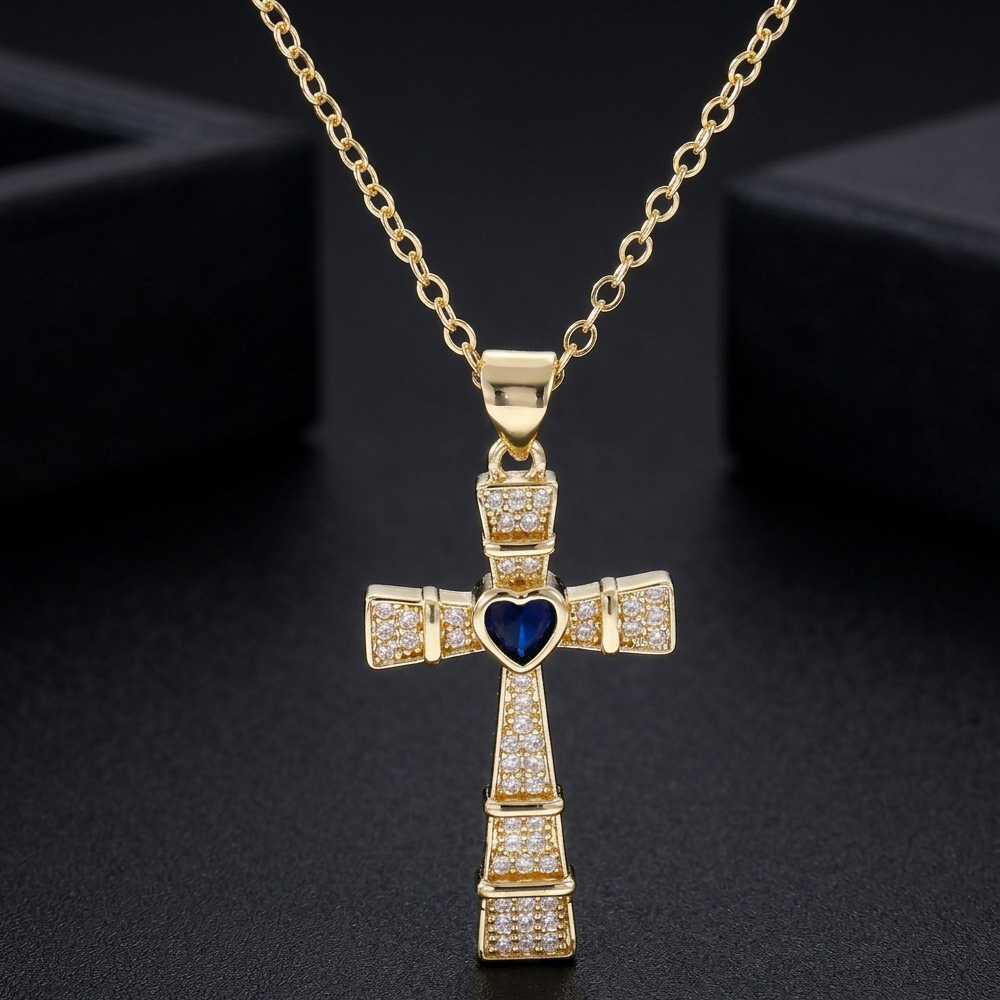 قلادة عصرية بتصميم صليب من الز - مراجعة Cross Pendant Necklace Gold وسعره