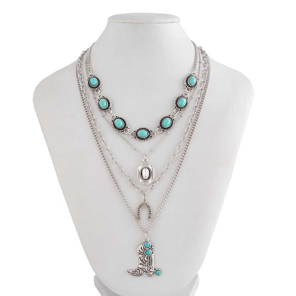 قلادة على شكل حذاء رعاة البقر  - مراجعة Layered Pendant Necklace Aesthetic وسعره