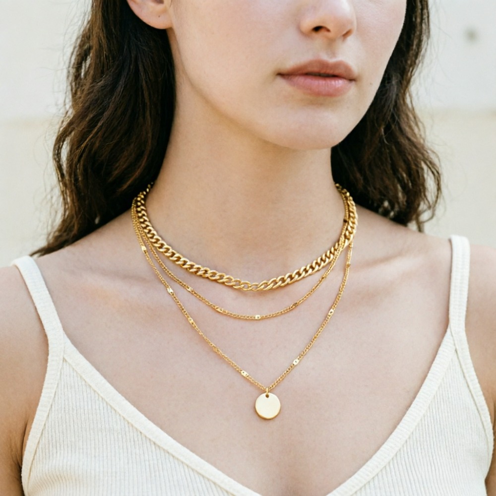 قلادات متعددة الطبقات بتصميم ع - مراجعة Layered Pendant Necklace Aesthetic وسعره