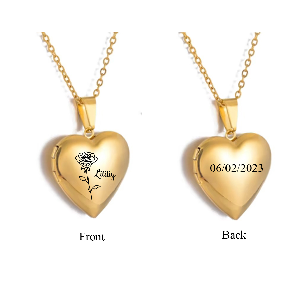 مخصص شخصية القلب الولادة زهرة  - مراجعة Heart Locket Necklace Photo وسعره