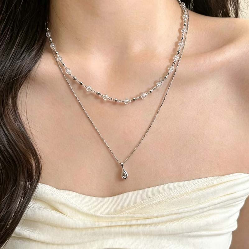 قلادة جديدة على شكل قطرة ماء ب - مراجعة Layered Pendant Necklace Aesthetic وسعره
